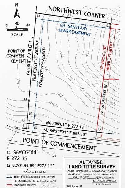 Alta land title survey map table a details - ALTA SURVEY Utah Detailed ALTA Land Title Survey map showing boundary lines, easements, and contour data used to document property corners