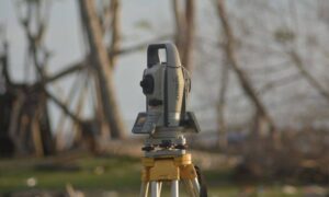 Total station used by a cadastral surveyor to measure property boundaries