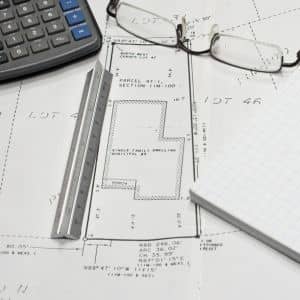 Survey documents and measurements reviewed by a licensed professional during drone land surveying work