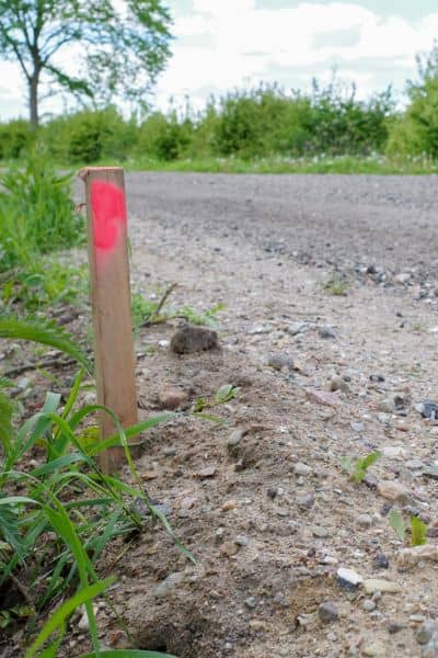 Road layout markings construction - ALTA SURVEY Utah Road layout markings showing how a construction survey defines alignment on site